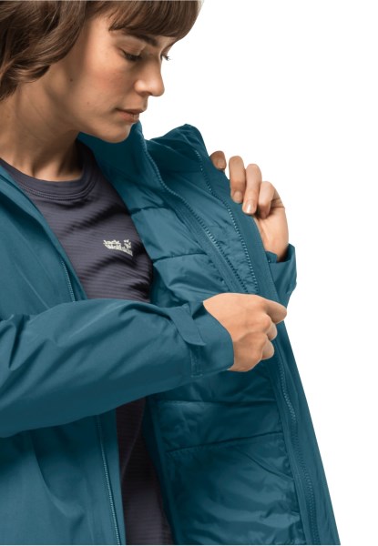 Originele Jack Wolfskin Glaabach 3in1 Jas Met Blauw Koraal