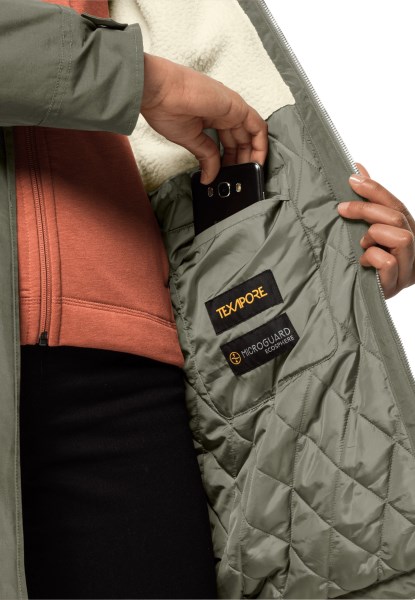 Jack Wolfskin Stoffige Olijf Originele Rocky Point Parka