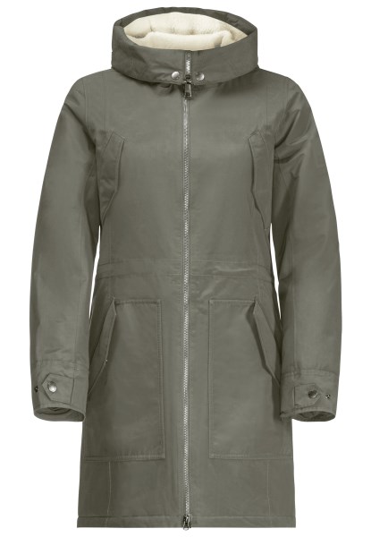 Jack Wolfskin Stoffige Olijf Originele Rocky Point Parka