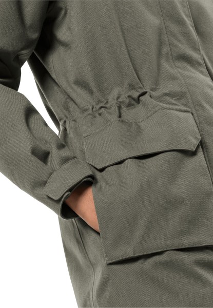Collectie Dusty Olive Jack Wolfskin Felle Wind Parka W