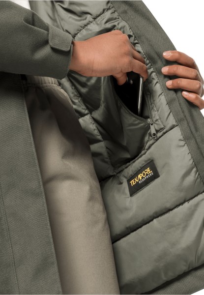 Collectie Dusty Olive Jack Wolfskin Felle Wind Parka W