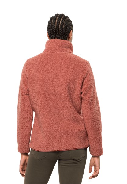 Originele Herfst Rode High Curl Jas Met Jack Wolfskin
