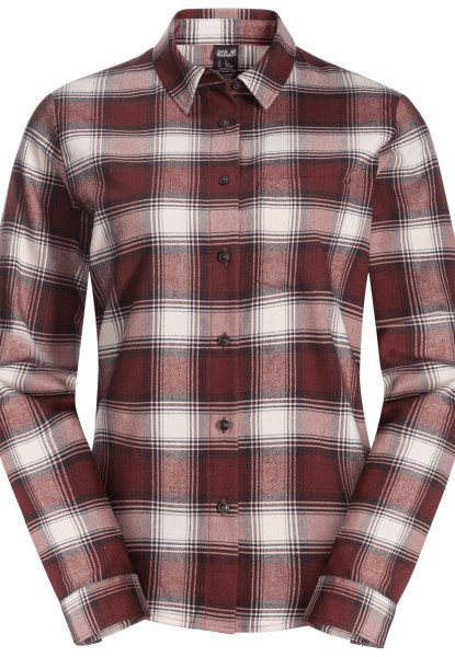 Cordovan Rood Geruit Trailshirt Met Jack Wolfskin-collectie