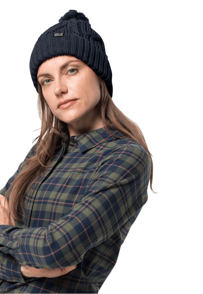 Hot Stormlock Pompon Muts Jack Wolfskin Nachtblauw