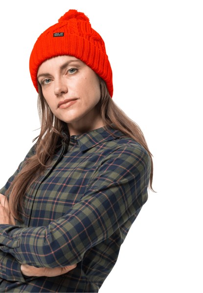 Jack Wolfskin Collections Stormlock Pompon Beanie Knipperend Rood