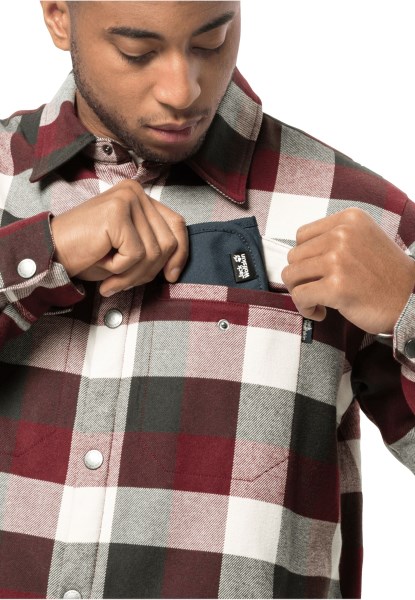 Cordovan Rood Geruit Jack Wolfskin Felsenweg Ins Shirt M Origineel