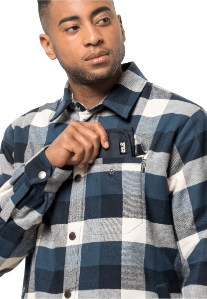 Donderblauw Geruit Hot Jack Wolfskin Felsenweg Ins Shirt M