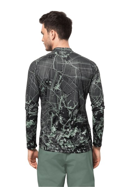 Jack Wolfskin Morobbia L/s Bedrukt M Hedge Green Allover Nieuw