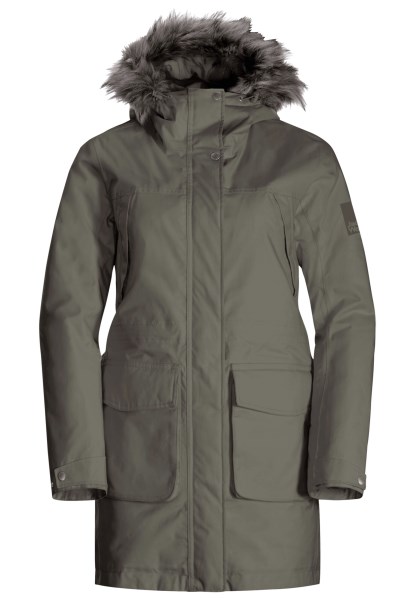 Stoffige Olijf Jack Wolfskin Merk Winterfrost In Parka W