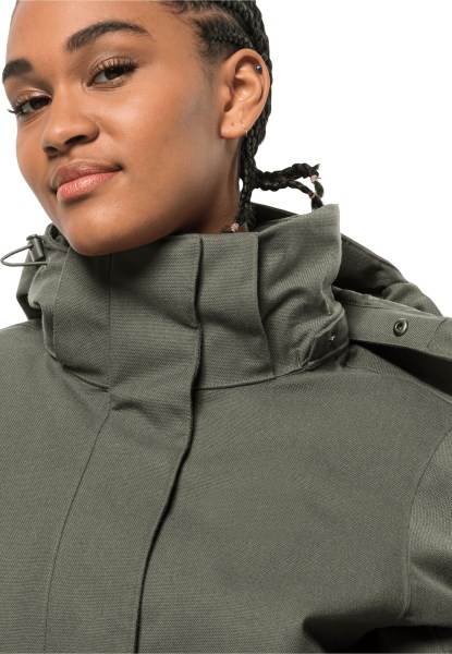 Stoffige Olijf Jack Wolfskin Felle Windparka W Heet