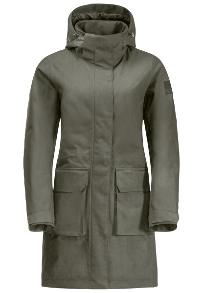Stoffige Olijf Jack Wolfskin Felle Windparka W Heet