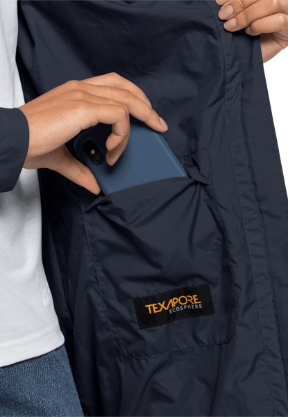 Nachtblauwe Merk Norden Port Jas Met Jack Wolfskin