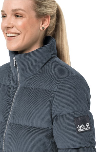Natuur Corduroy Jas Met Merk Slate Blue Jack Wolfskin