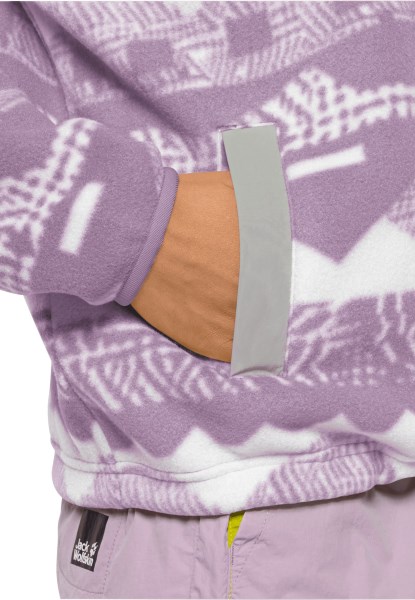 Stoffige Lavendelkleurige Allover 365 Rebel Bedrukte Fleece Met Origins Jack Wolfskin