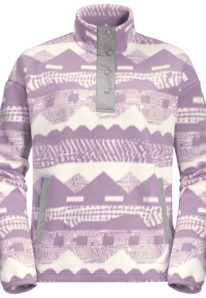 Stoffige Lavendelkleurige Allover 365 Rebel Bedrukte Fleece Met Origins Jack Wolfskin