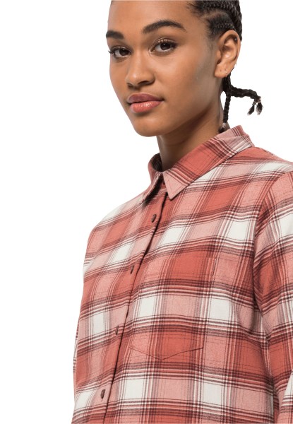 Beste Wandelshirt W Herfst Rood Geruit Jack Wolfskin
