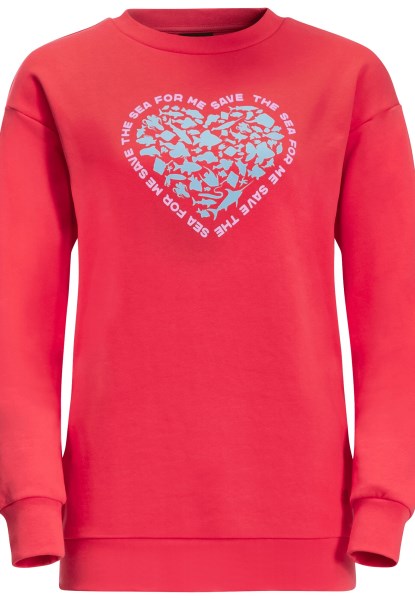 Jack Wolfskin Ocean Ronde Hals Met Nieuwe Tulp Rood