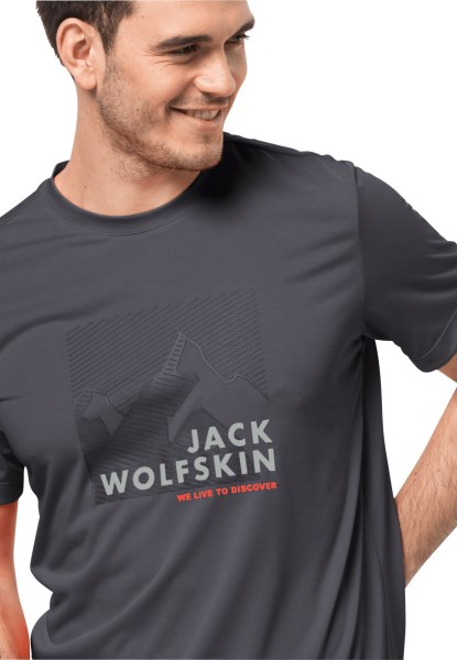 Originele Ebbenhouten Jack Wolfskin Hiking S/s Graphic T M