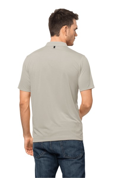 Stoffige Grijze Jack Wolfskin Collectie Pack & Go Polo M