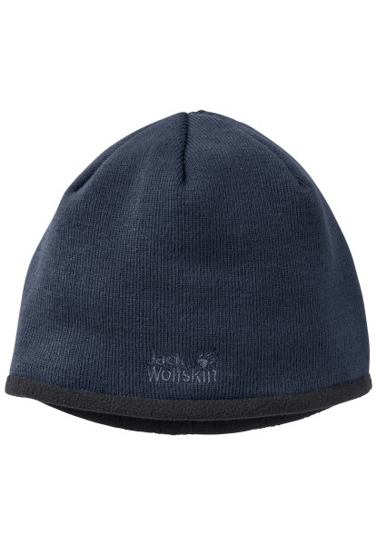 Jack Wolfskin Nieuwe Nachtblauwe Gebreide Muts Met Stormlock-logo