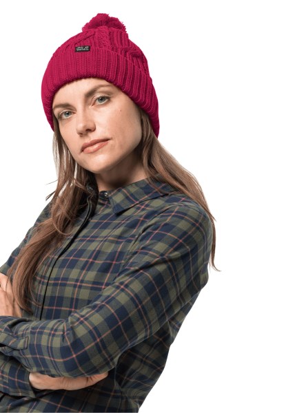 Jack Wolfskin Stormlock Pompon Muts Origineel Cranberry
