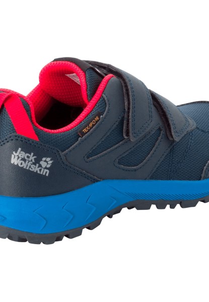Herkomst Jack Wolfskin Woodland Texapore Laag Vc K Donkerblauw-rood
