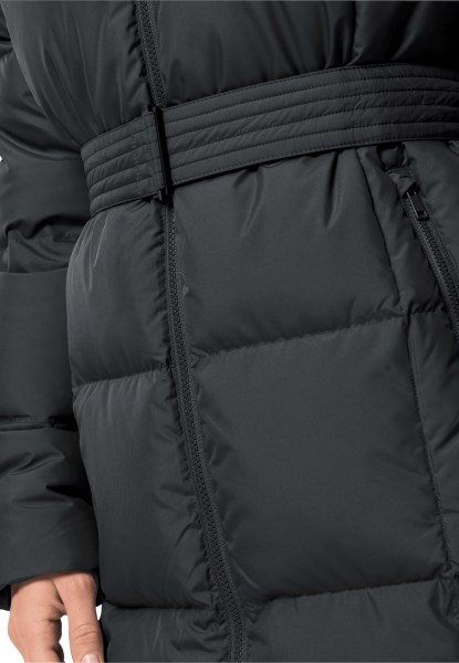 Zwarte Bevroren Lak Jas Met Originele Jack Wolfskin
