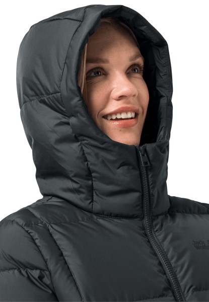 Zwarte Bevroren Lak Jas Met Originele Jack Wolfskin