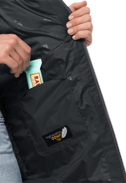 Zwarte Bevroren Lak Jas Met Originele Jack Wolfskin