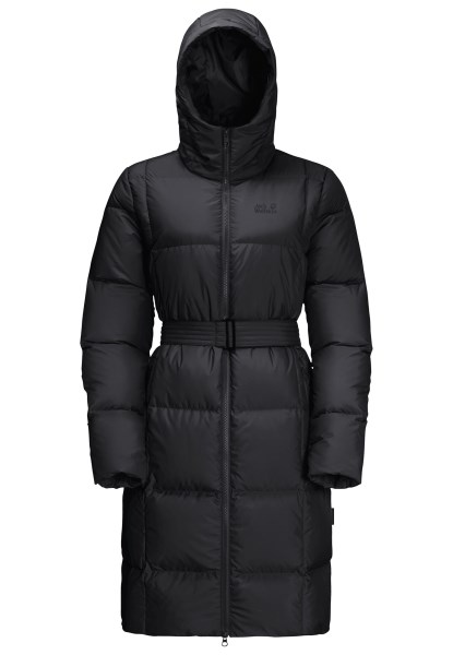 Zwarte Bevroren Lak Jas Met Originele Jack Wolfskin