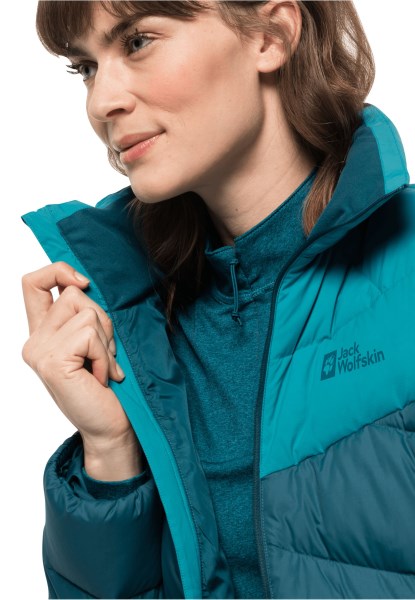 Fashion Herzberg Donsjack Met Blauw Koraal Jack Wolfskin