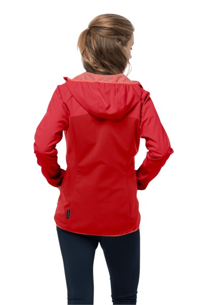 Mode Helder Scharlaken Jack Wolfskin Gaan Wandelen Softshell W