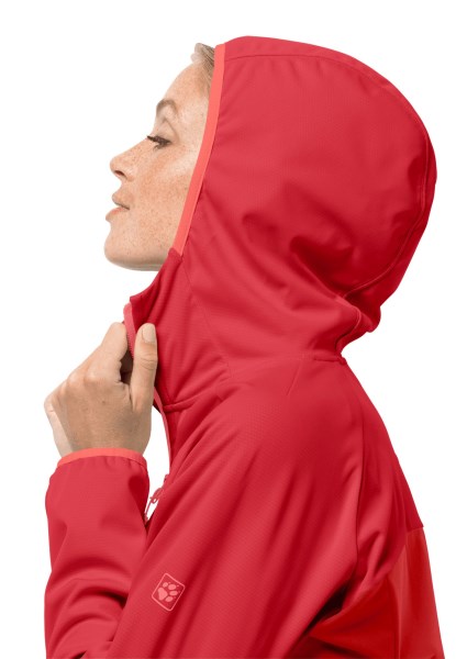 Mode Helder Scharlaken Jack Wolfskin Gaan Wandelen Softshell W