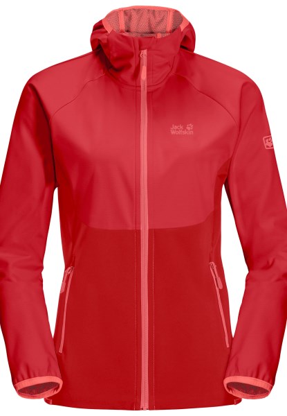 Mode Helder Scharlaken Jack Wolfskin Gaan Wandelen Softshell W