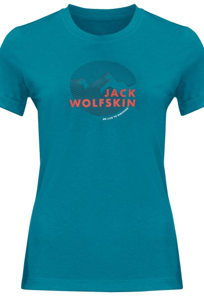 Collections Jack Wolfskin Hiking S/s Graphic T W Zoetwaterblauw