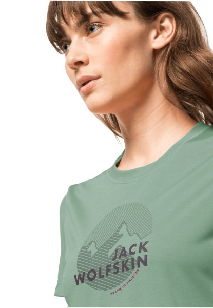 Origine Graniet Groen Jack Wolfskin Hiking S/s Graphic T W