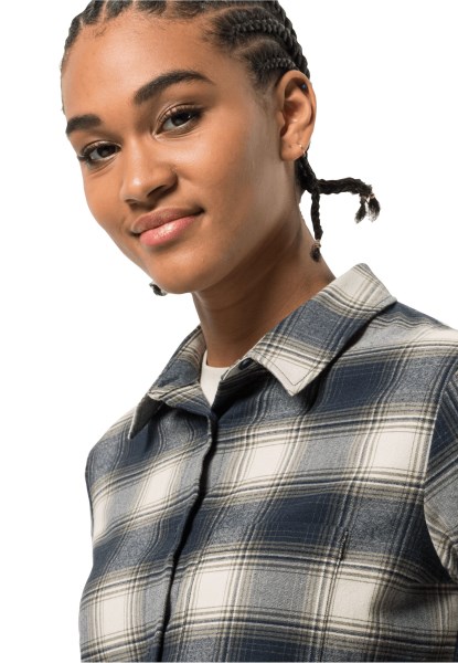 Night Blue Checks Wanderweg Shirt W Collectie Jack Wolfskin