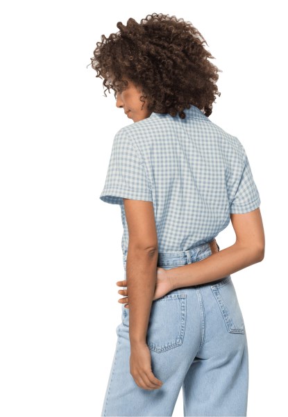 Jack Wolfskin Kepler Shirt Dames Blauw Mist Gecheckt Origineel