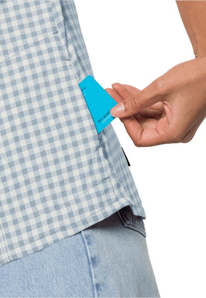 Jack Wolfskin Kepler Shirt Dames Blauw Mist Gecheckt Origineel