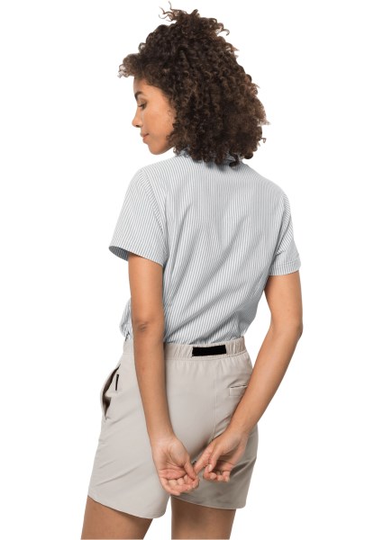 Hete Blauwgroen Grijze Streep Jack Wolfskin South Port Ss Shirt W