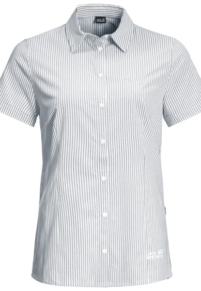 Hete Blauwgroen Grijze Streep Jack Wolfskin South Port Ss Shirt W