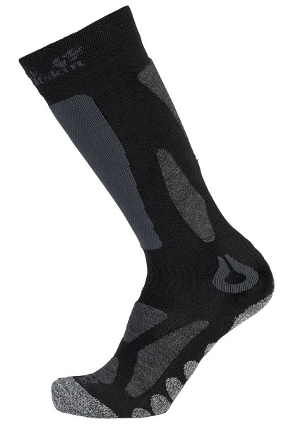 Zwarte Origins Jack Wolfskin Ski Merino Sok Hoog Uitgesneden