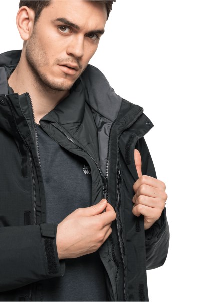 Jack Wolfskin Zwarte Bergland 3in1 Jas M Collecties