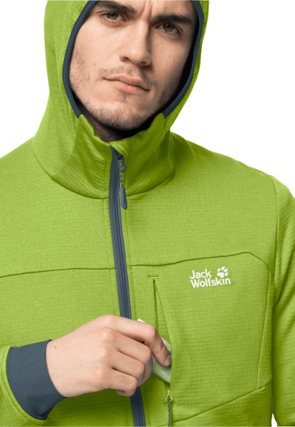 Hydro Grid Fleece Jack Wolfskin Spring Lime Merken