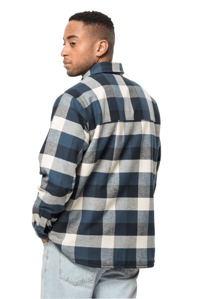 Origins Jack Wolfskin Donderblauw Geruit Felsenweg Ins Hemd M