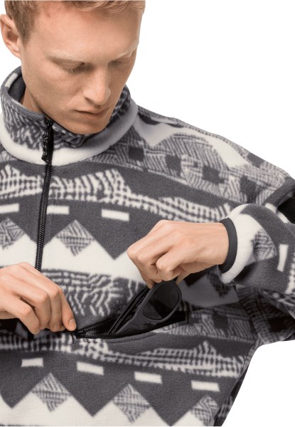 365 Rebel Bedrukte Fleece M Jack Wolfskin Fantoom Helemaal Nieuw