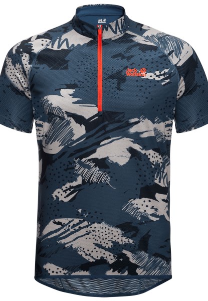 Jack Wolfskin Tourer Halfzip Print T M Thunder Blue Allover Nieuw