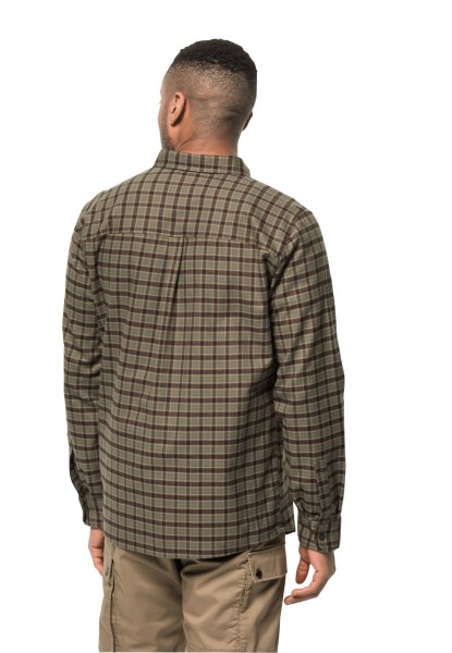 Jack Wolfskin Bergweg Overhemd M Stoffige Olijf Geruite Collectie