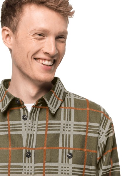 Stoffige Olijf Geruit Jack Wolfskin Cabin View Overhemd M Origins