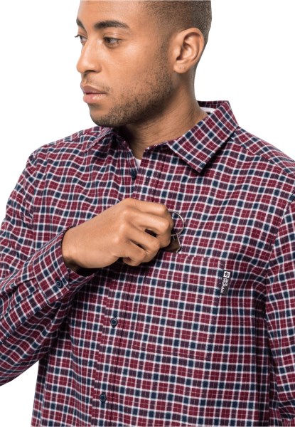 Best Bergweg Shirt M Jack Wolfskin Cordovan Red Checks